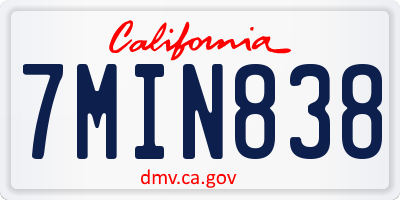 CA license plate 7MIN838
