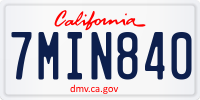 CA license plate 7MIN840