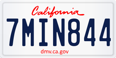 CA license plate 7MIN844