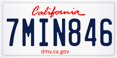 CA license plate 7MIN846