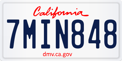 CA license plate 7MIN848