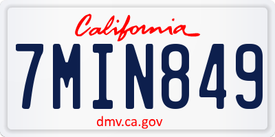 CA license plate 7MIN849