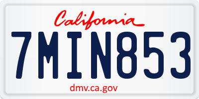 CA license plate 7MIN853