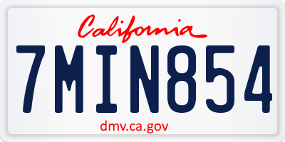 CA license plate 7MIN854