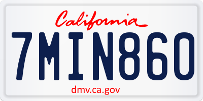 CA license plate 7MIN860