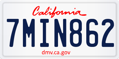 CA license plate 7MIN862