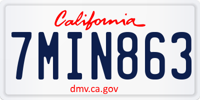 CA license plate 7MIN863