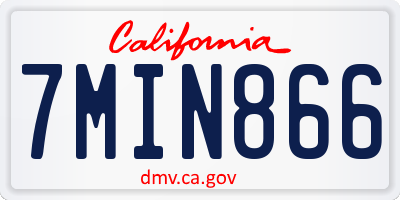 CA license plate 7MIN866