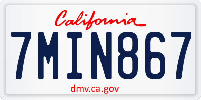 CA license plate 7MIN867