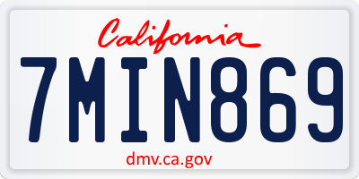 CA license plate 7MIN869