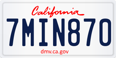 CA license plate 7MIN870