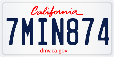 CA license plate 7MIN874