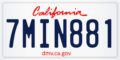 CA license plate 7MIN881