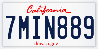 CA license plate 7MIN889