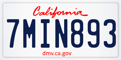 CA license plate 7MIN893