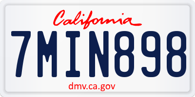 CA license plate 7MIN898