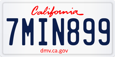CA license plate 7MIN899