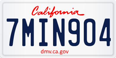 CA license plate 7MIN904