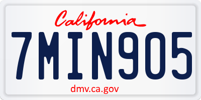 CA license plate 7MIN905