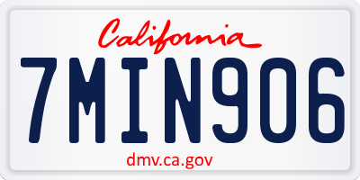 CA license plate 7MIN906