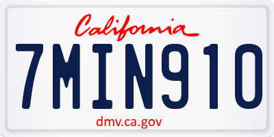 CA license plate 7MIN910