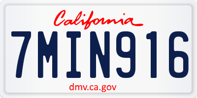 CA license plate 7MIN916