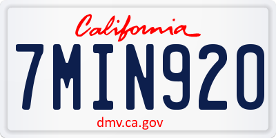 CA license plate 7MIN920