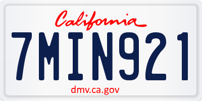 CA license plate 7MIN921