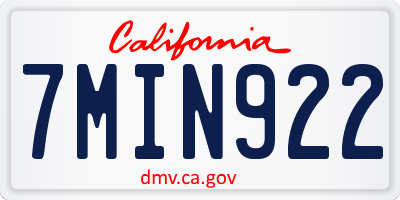 CA license plate 7MIN922