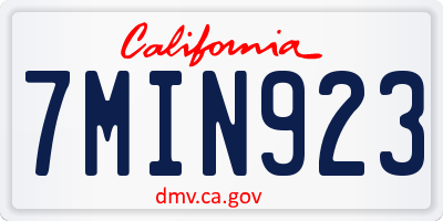 CA license plate 7MIN923