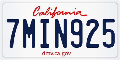 CA license plate 7MIN925