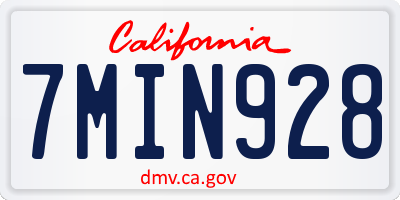 CA license plate 7MIN928