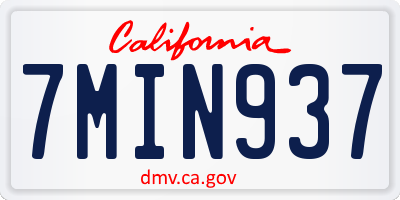 CA license plate 7MIN937