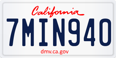 CA license plate 7MIN940