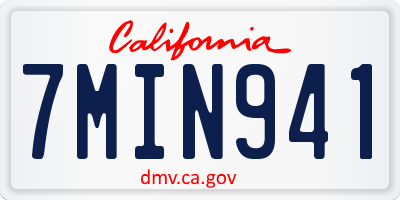 CA license plate 7MIN941
