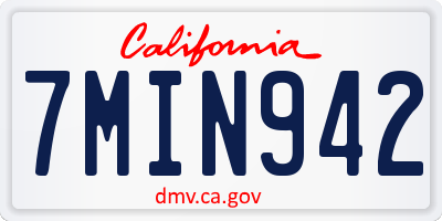 CA license plate 7MIN942