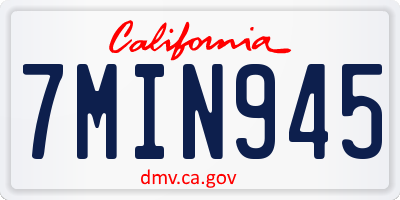 CA license plate 7MIN945