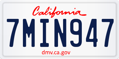 CA license plate 7MIN947