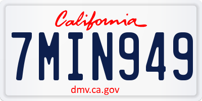 CA license plate 7MIN949