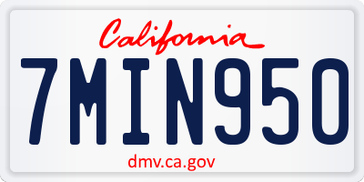 CA license plate 7MIN950