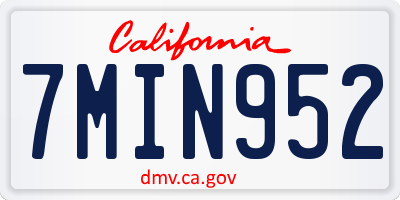 CA license plate 7MIN952