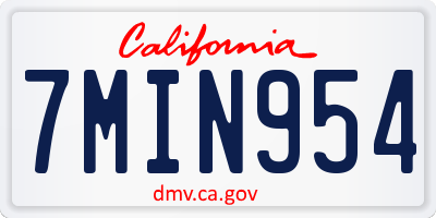 CA license plate 7MIN954