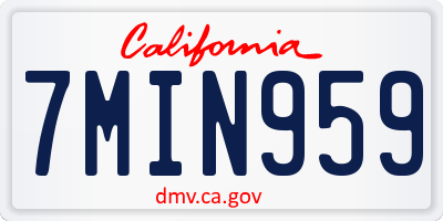 CA license plate 7MIN959