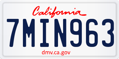 CA license plate 7MIN963