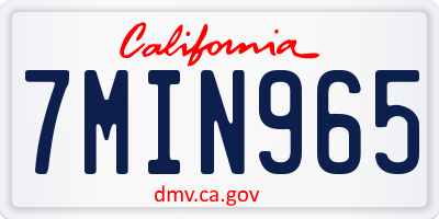 CA license plate 7MIN965