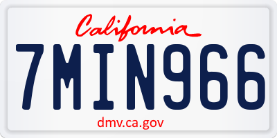CA license plate 7MIN966