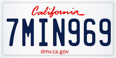 CA license plate 7MIN969