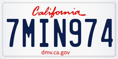 CA license plate 7MIN974