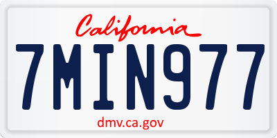 CA license plate 7MIN977