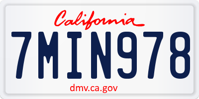 CA license plate 7MIN978